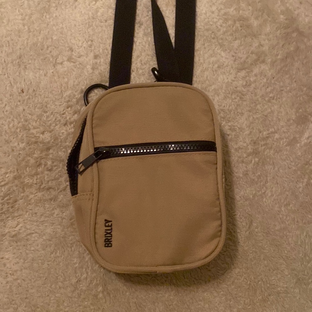 BRIXLEY Beige Compact Crossbody Bag with Front Zip Pocket